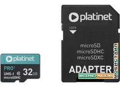 Карта памяти Platinet PMMSD32UI 32GB + адаптер