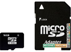 Карта памяти Smart Buy microSDHC (Class 4) 16 Гб + SD адаптер (SB16GBSDCL4-01)