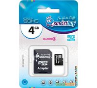Карта памяти Smart Buy microSDHC (Class 4) 4 Гб + SD адаптер (SB4GBSDCL4-01)