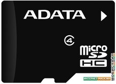 Карта памяти A-Data microSDHC (Class 4) 8Gb (AUSDH8GCL4-RA1)