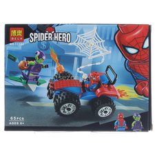 Конструктор BELA 11184 Super Heroes "Автомобильная погоня Человека-паука" 65 деталей