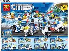 Конструктор Lele 28006 Сити 8 видов, (уп. 16шт) 14.5* 9.5* 4 см