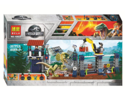 Конструктор BELA 10923 Dinosaur ʺНападение Дилофозавра на сторожевой постʺ 307 дет.