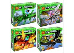 Конструктор LELE 33072 Майнкрафт на драконах 4 вида, (уп. 8шт) 15.5*14*4.3 см