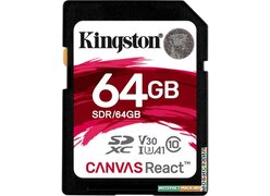 Карта памяти Kingston Canvas React SDR/64GB SDXC 64GB