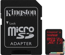 Карта памяти Kingston Canvas React SDCR/512GB microSDXC 512GB + адаптер