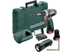 Дрель-шуруповерт Metabo PowerMaxx BS Basic Set 600080930 (с 2-мя АКБ, насадки, фонарь)