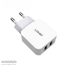 Сетевое зарядное устройство LDNIO A2202 2USB белое с кабелем micro USB
