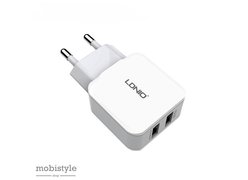 Сетевое зарядное устройство LDNIO A2202 2USB белое с кабелем micro USB