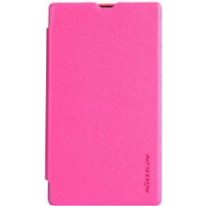 Чехол-книжка Nillkin для телефона Nokia X, розовый, серия Sparkle Leather Case
