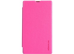 Чехол-книжка Nillkin для телефона Nokia X, розовый, серия Sparkle Leather Case