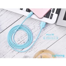 Кабель Hoco X6 Khaki для iPhone 5/6 (USB - Lightning) 1м голубой