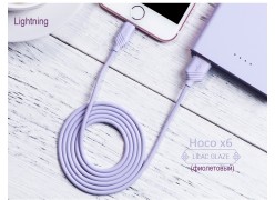 Кабель Hoco X6 Khaki для iPhone 5/6 (USB - Lightning) 1м фиолетовый