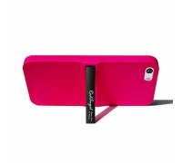 Накладка Red Angel iPhone 5  розовая с алюминиевой подставкой (Soft touch)																