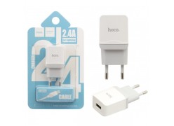 Сетевое зарядное устройство HOCO C22A + кабель Lightning Белый